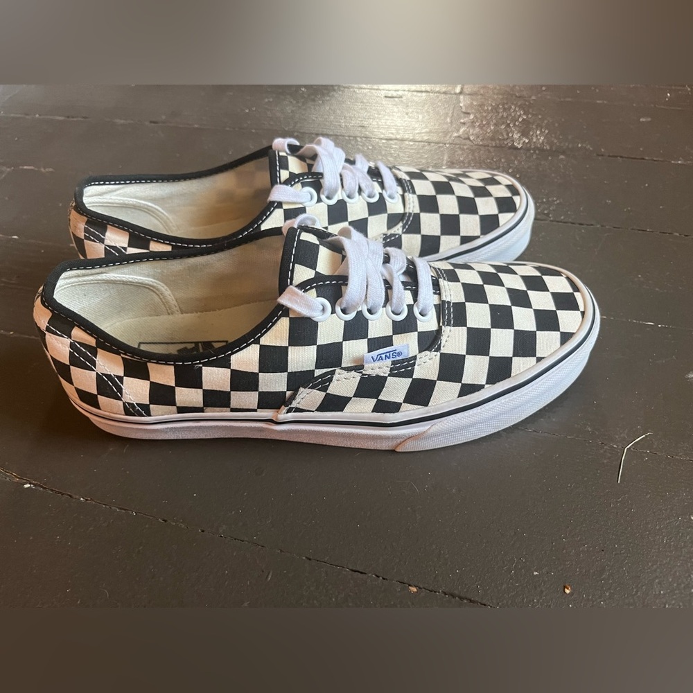 Vans unisex black/off white lace up  sneakers Mens 7.5 woman’s 9 - Picture 5 of 6